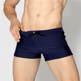 2022 cross-border AliExpress Amazon foreign trade men's beach boxer side pull bag solid color quick-drying new swimming trunks