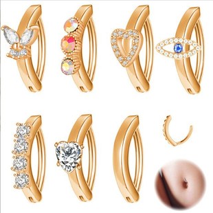 New European and American Hot Sale Butterfly Eyes Love Navel Nail Stainless Steel Unisex Navel Buckle Navel Ring Puncture