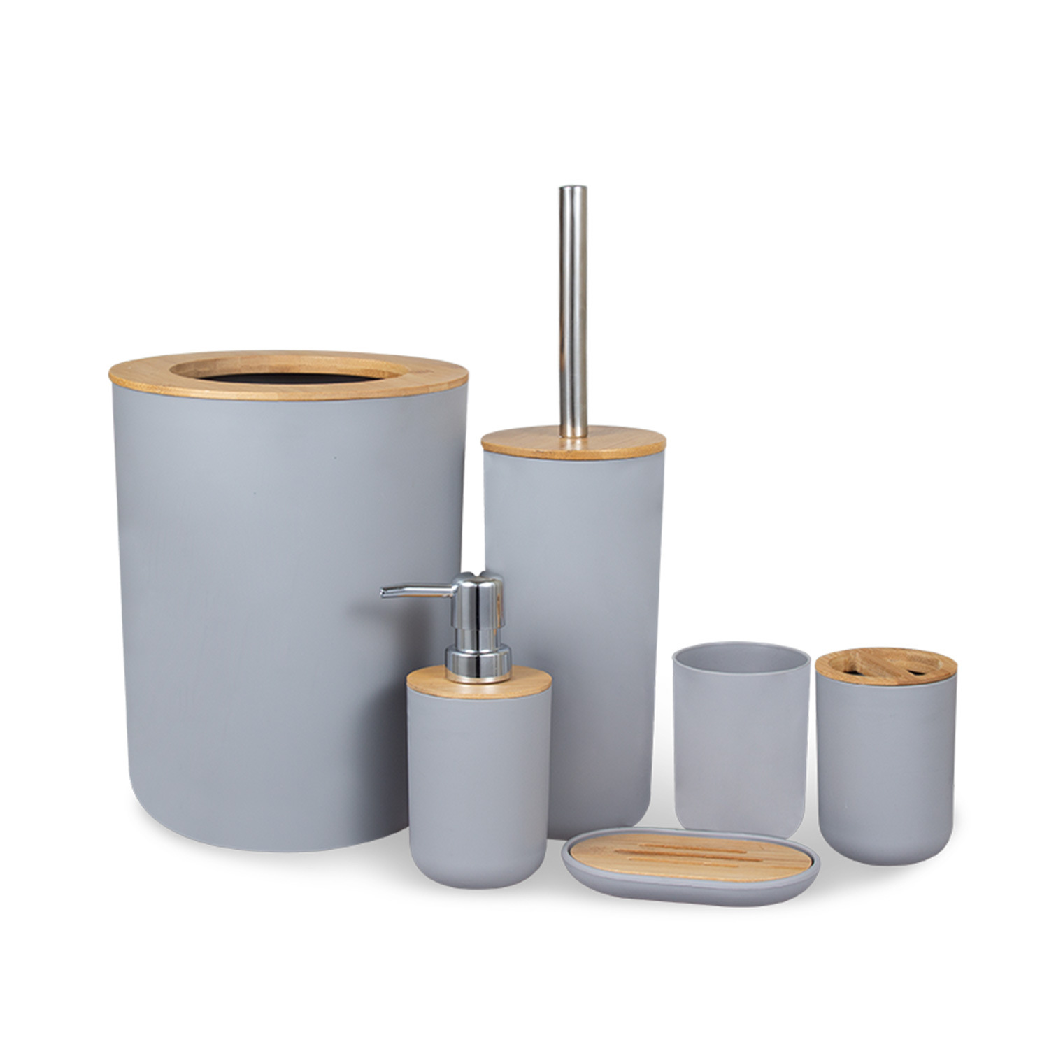 Baños de hotel modernos y minimalistas de bambú y madera Kit de artículos de baño Kit de almacenamiento de artículos de baño Kit de baño de cuatro piezas