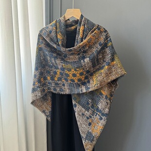 Big ethnic scarf, cloak, suitable for spring and autumn, cotton and linen, ethnic style, sun protection