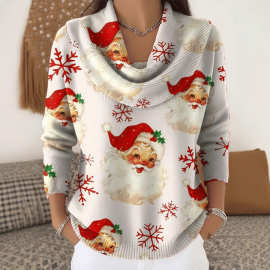 跨境新款休闲宽松毛衣女装亚马逊秋冬欧美卫衣2025外贸女装堆堆领