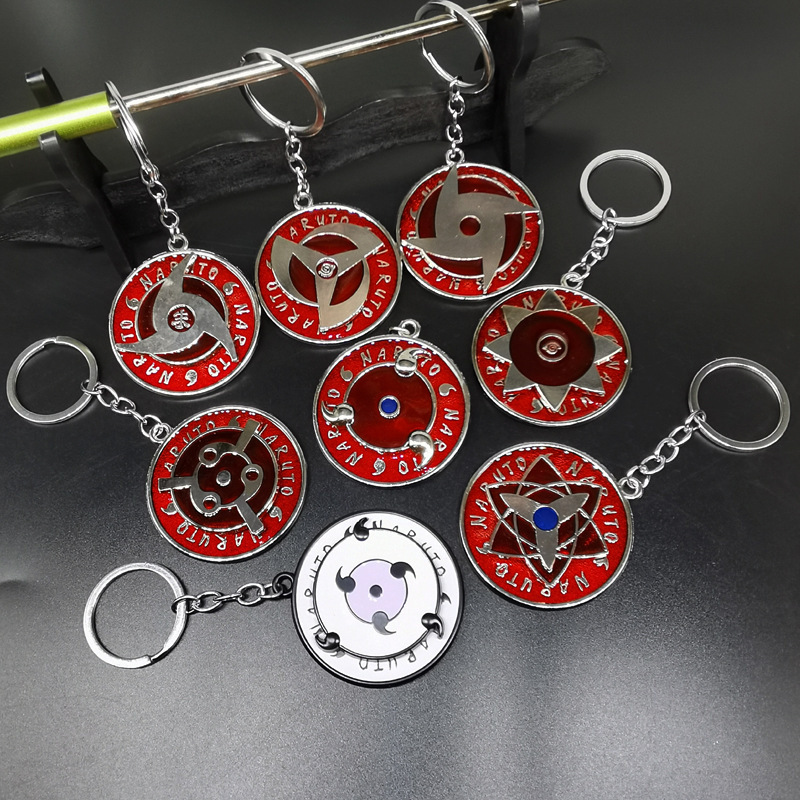 Animation peripheral fire shadow pirates three gouyu kaleidoscope write wheel eye ninja rotatable key chain pendant wholesale Animation peripheral fire shadow pirates three gouyu kaleidoscope write wheel eye ninja rotatable key chain pendant wholesale