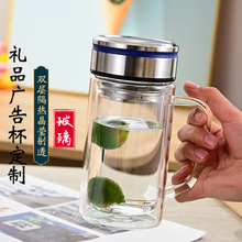 杯子带柄高硼硅玻璃开业广告引流水杯男士双层家用中式玻璃杯批发