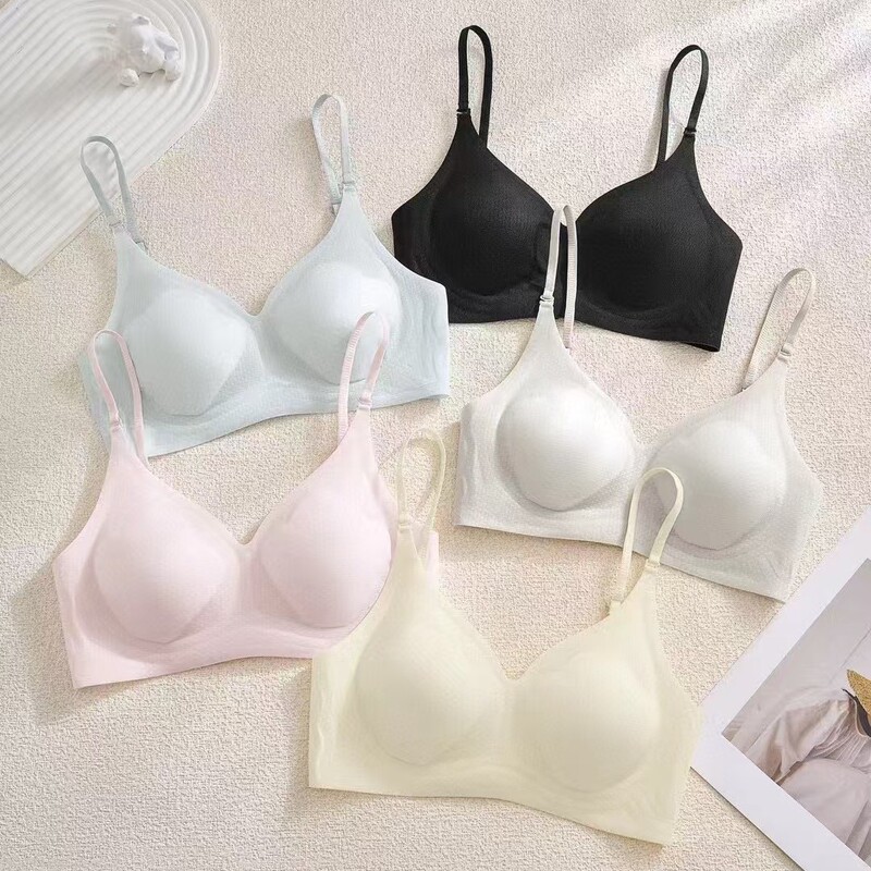 Original [shell cup] seamless cool feeling underwear women's summer thin chest small steel ring ultra-thin breathable beautiful back