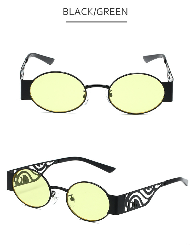 Neue Retro-Mode Punk runden Rahmen Sonnenbrille Metall hohlen Gläsern Beine Sonnenbrille grenzüberschreitende Brille Männer und Frauen trendy cool_voghion.com
