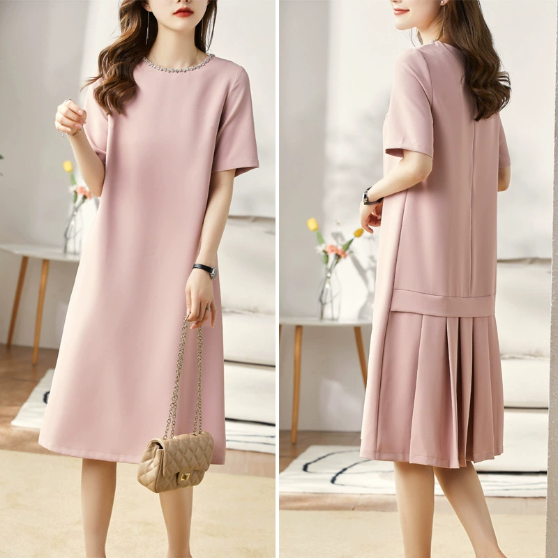 [Пятно] большой размер толстый мм летнее платье ретро дизайн платье тонкая талия темпераментная юбка 21503