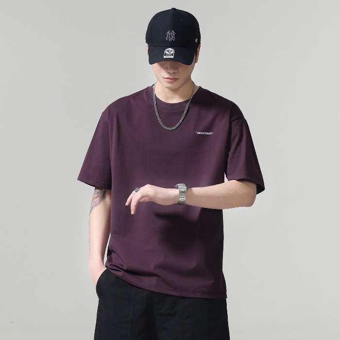 80 frío algodón camiseta de mangas cortas hombre 2026 verano transpirable camiseta de mangas cortas casuales blanco negro