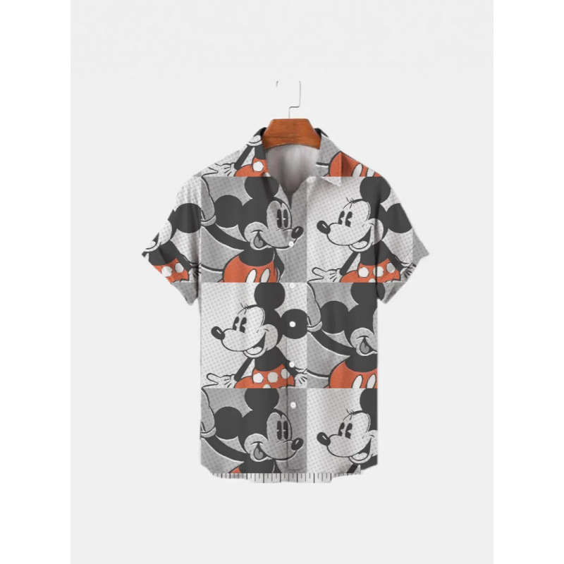 2025 New 3D Digital Printing Donald Duck Mickey Mouse Men's Summer Fashion Street Shirt 2025 New 3D Digital Printing Donald Duck Mickey Mouse Men's Summer Fashion Street Shirt