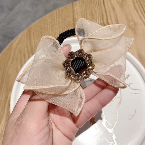  hair female temperament of diamond bow hair rope organza rope balls head hair circle sinews