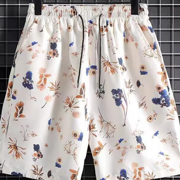 2026 Japanese Style Printed Men's Shorts Casual Pants Boxer Briefs Trendy Four-Corner Pants Men's Shorts Wide-Leg Shorts