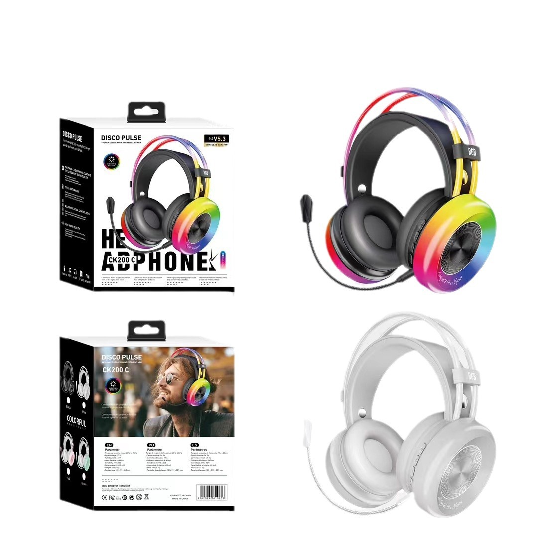 Nuevo comercio exterior e-deportes CK200C auriculares Bluetooth auriculares RGB luz auriculares computadora especial juego con micrófono