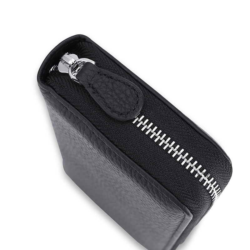 Transfronterizo caliente-venta bolso de cuero multifuncional de gran capacidad de órgano titular de la tarjeta RFID anti-desmagnetización antirrobo cepillo de fábrica en stock image 6