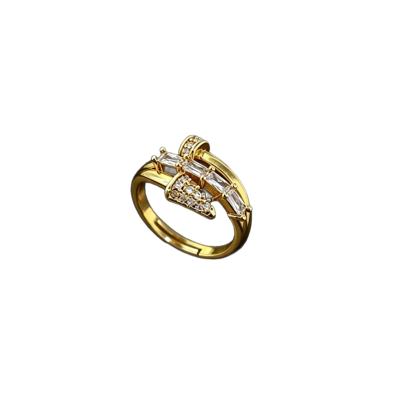 Fashionable and Simple Copper Micro-Inlaid Zircon Bowknot Open Ring for Women, Wedding Bride, Bridesmaid, High-End Trendy Style
