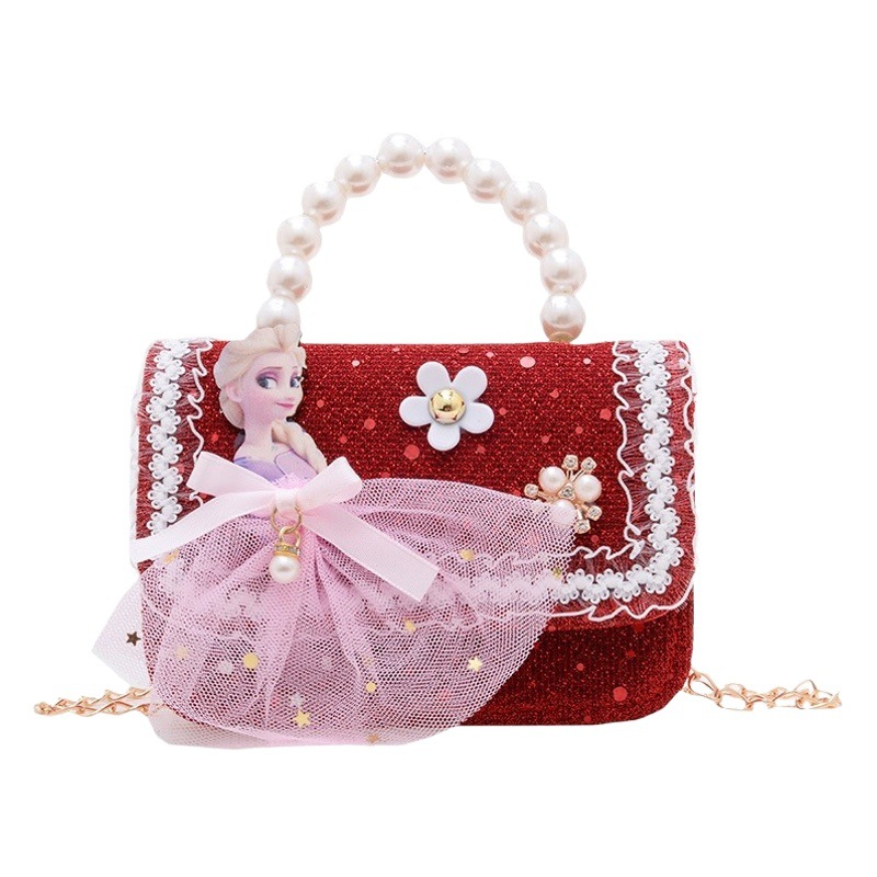 Children's New Year bag western style little girl cute girl messenger bag Princess baby red New Year greeting fashion fragrance