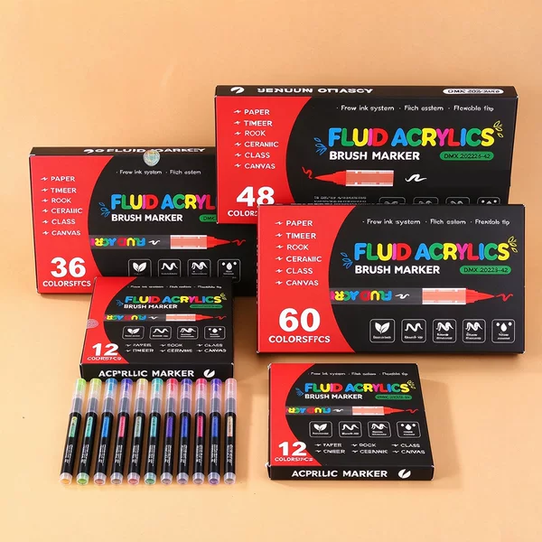 Cross-Border Direct Liquid Acrylic Marker Pen with Soft Tip, Large Capacity, for DIY Hand-Painted Graffiti and Watercolor
