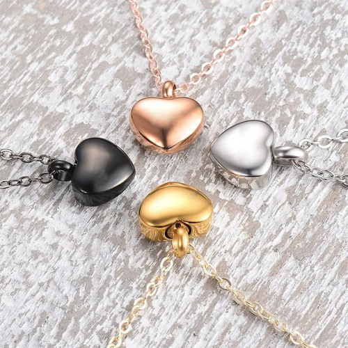 Fashionable New Hot Selling Cross-Border Product Peach Heart Ash Necklace Memorial for Loved Ones and Pets Heartfelt Pendant DIY Accessories and Components