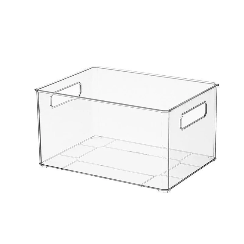 Refrigerator storage box food grade kitchen transparent storage box with handle beverage fruit plastic box organization box