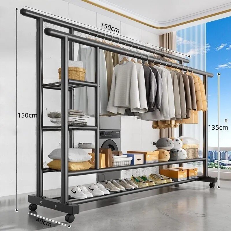 25개 튜브 - 이중층 이중 극 - 측면 보관망 - 150 검정색 + 바퀴