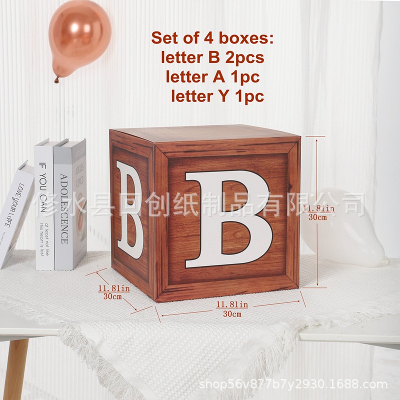 Grano de madera una caja de globo bebé globo caja escena diseño props Fondo tiro props cumpleaños props