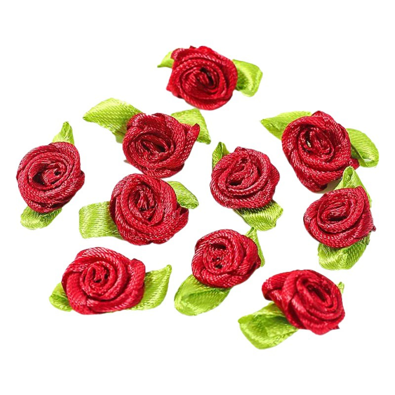 Пятно зеленые листья розы ручной работы маленькие цветы цветная шелковая лента одежда нижнее белье украшения подарочная коробка для упаковки DIY аксессуары