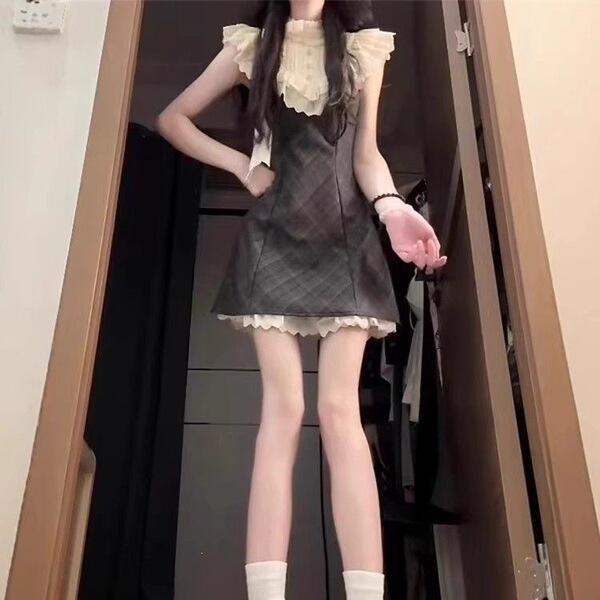 summer retro fitted small design dress with bow