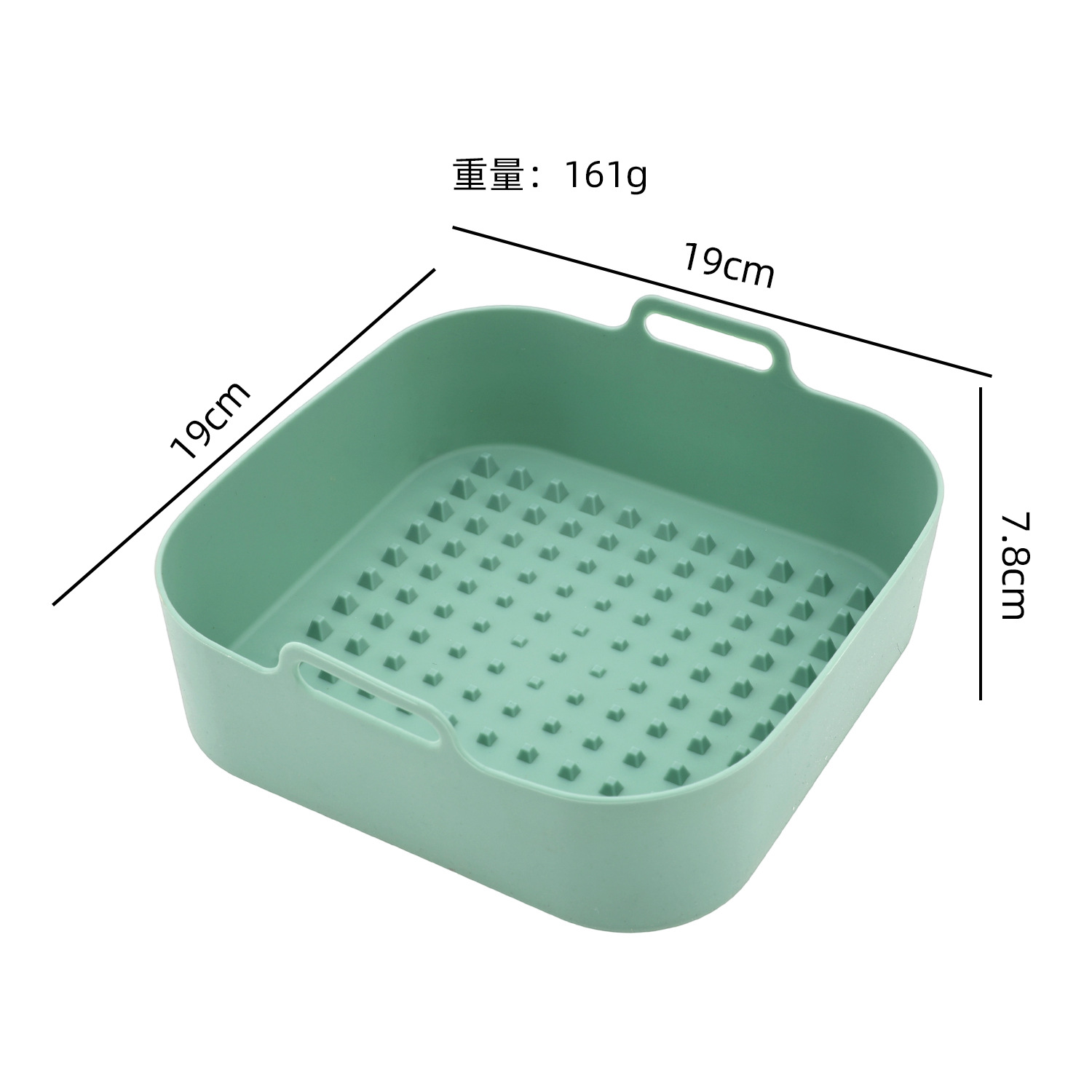 밑면이 버드나무로 된 대형 사각 접시 [레이크 그린]