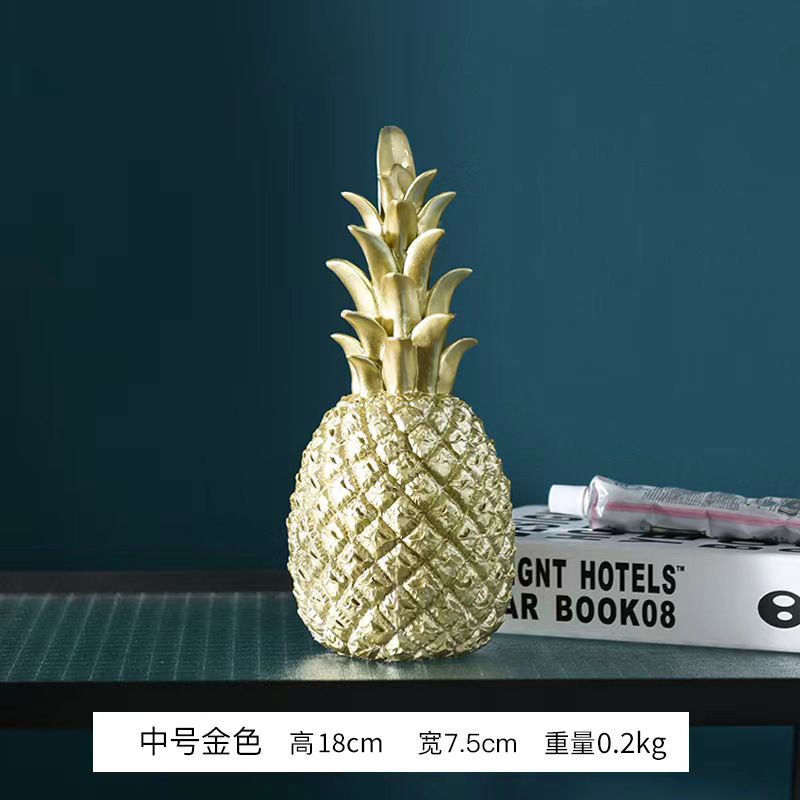 Figura de piña dorada de resina, estilo nórdico, decoración