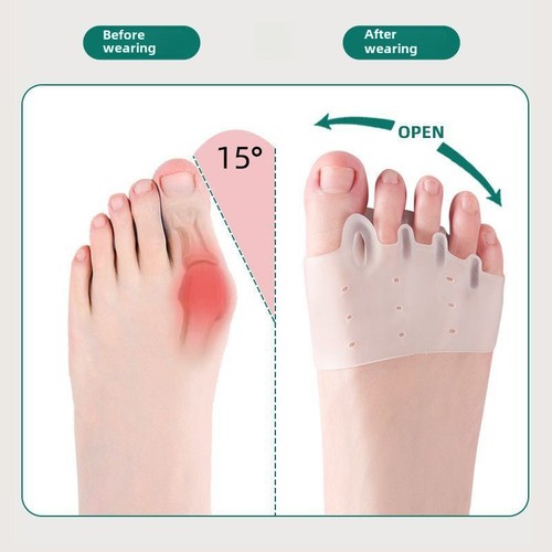 Silicone Toe Corrector Five-Hole Footbed Toe Separator Big Toe Deformity Corrector Magic Tool Forefoot Pad Half-Sized Pad