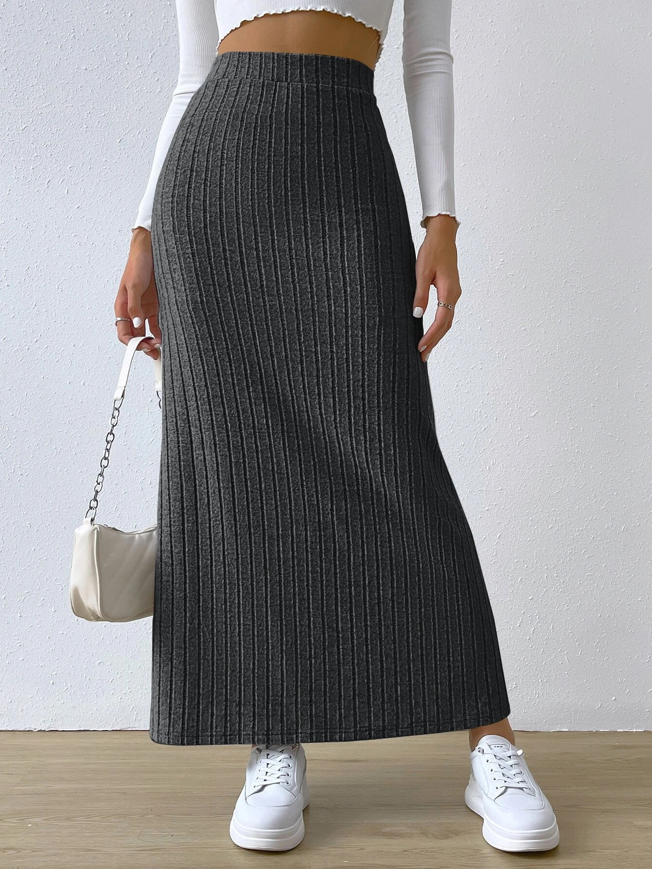 259g Weight Maxi Long Dress Dress Length Type Skirt Dresses Type Spandex, Polyester Fabric Type High Waist Waist Line Stretchy Elasticity Holiday, Daily Occasion Slim Fit Type Solid Color Pattern Winter, Autumn Season Women's Gender Slit Design Casual, Streetwear Style Winter Autumn Casual Streetwear Solid Color Spandex Polyester Maxi Long Dress Skirts 2