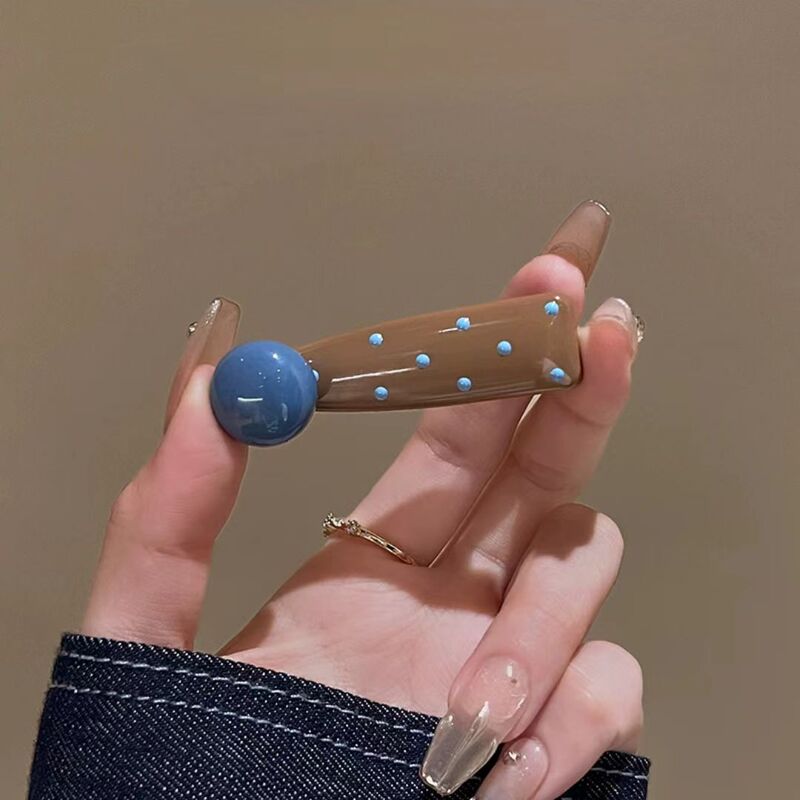 复古红色滴油发夹波点不规则设计发夹碎发刘海侧边少女夹发饰头饰|undefined