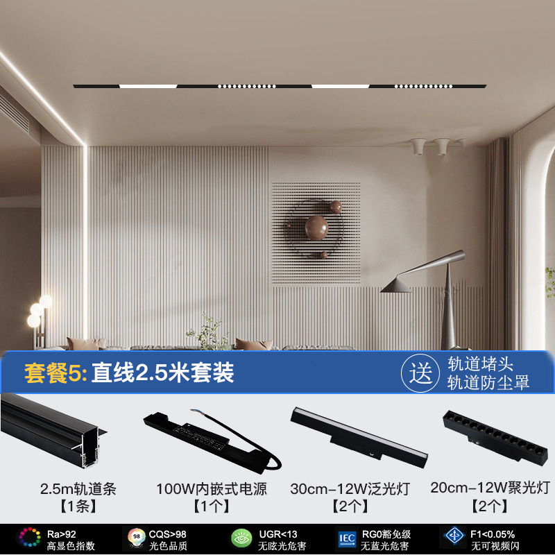 マグネット式トラックライトデザインセットリビングルーム寝室メインライト照明なし埋め込み式ledラインライトフレームなし|undefined