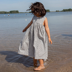 Ladies' Sleeveless Dress 2023 Summer New Forest Series Pure Cotton Skin-Friendly Backless Dress Cute Middle and Small Children Puffed Skirt