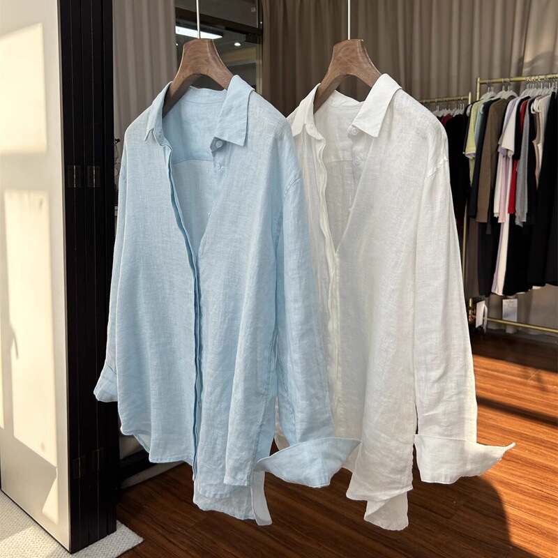 Linen shirt, 2026 summer collection, classic solid-color casual shirt with a relaxed and comfortable fit, suitable for work Linen shirt, 2026 summer collection, classic solid-color casual shirt with a relaxed and comfortable fit, suitable for work