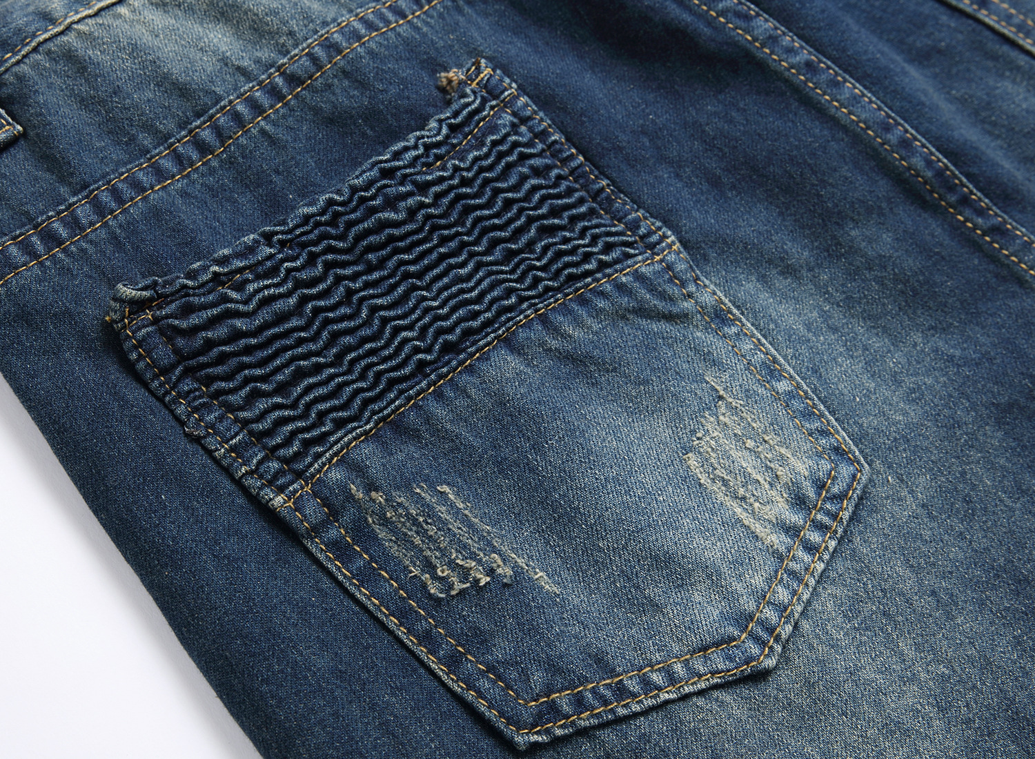 Men's Fashion Straight Leg Jeans Zipper Decorated Casual Denim Pants Mid Waist Long Slight Stretch Softener_mkmklike.com
