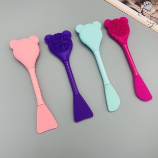 Cross-border Bear Silicone Double-head Mask Brush Silicone Face Brush Multi-functional Face Cleaning Massage Brush