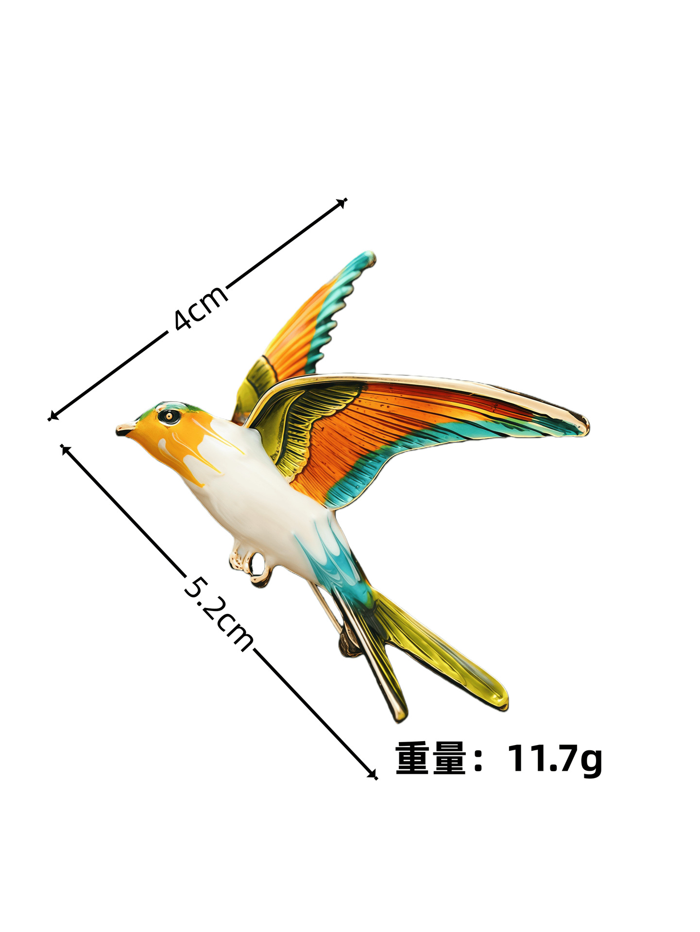 Chinese-Style Retro Enamel Animal Brooch, Elegant and Luxurious Swallow Brooch, Bird Pin, Versatile Clothing Accessory, in Stock