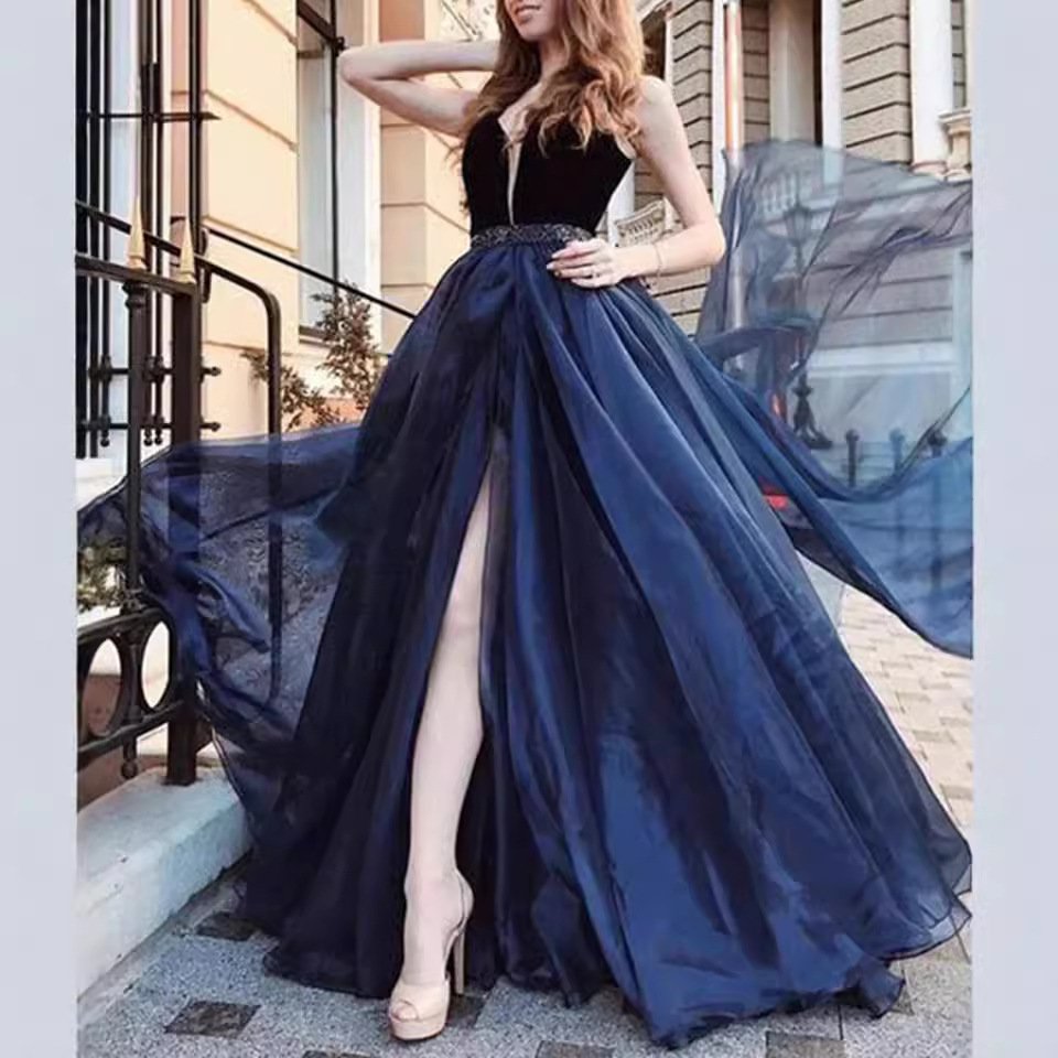 2024 Europa y América Amazon AliExpress Wish vestido de noche de damas V-collar elegante vestido de fiesta vestido de noche largo