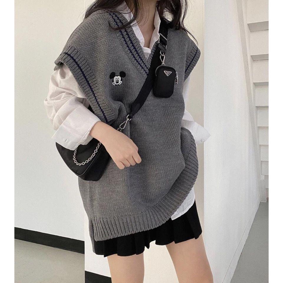 2023 otoño e invierno nuevo estilo coreano estudiante Mickey chaleco suelto suéter de punto las mujeres moda prendas vestir exteriores image 2