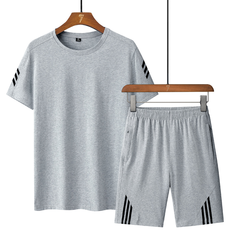 Transfronterizo king size tres barras set hombre ropa deportiva hombre mangas cortas pantalones cortos de verano tendencia delgada con blusas image 8