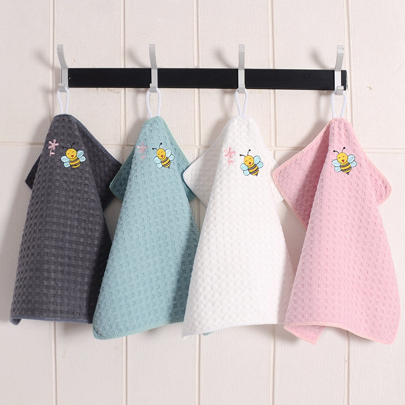 Waffle Weave Small Towel Manufacturer Wholesale Embroidered Hook Quick-Dry Absorbent Hand Towel Gift Embroidered Children's Bib Towel Waffle Weave Small Towel Manufacturer Wholesale Embroidered Hook Quick-Dry Absorbent Hand Towel Gift Embroidered Children's Bib Towel