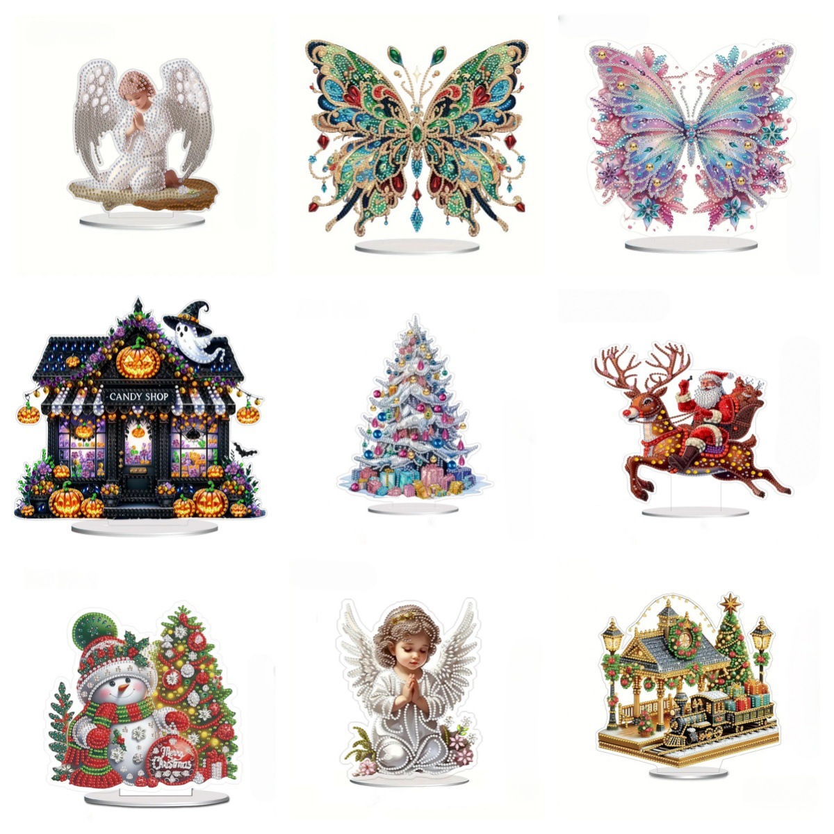 Cross-Border DIY Handmade Acrylic Diamond Painting Angel Ornaments Creative Diamond Stickers Office Bedroom Desktop Ornaments