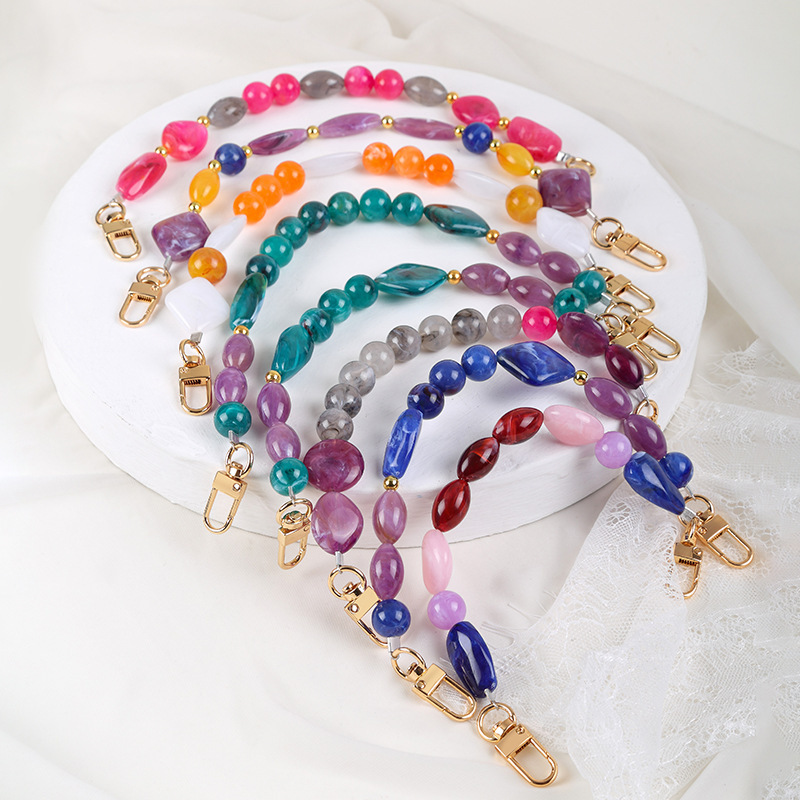 New Turquoise Beads Colorful Resin Chain Phone Case Lanyard Jewelry Extension Bead Chain Bag Accessories Parts New Turquoise Beads Colorful Resin Chain Phone Case Lanyard Jewelry Extension Bead Chain Bag Accessories Parts