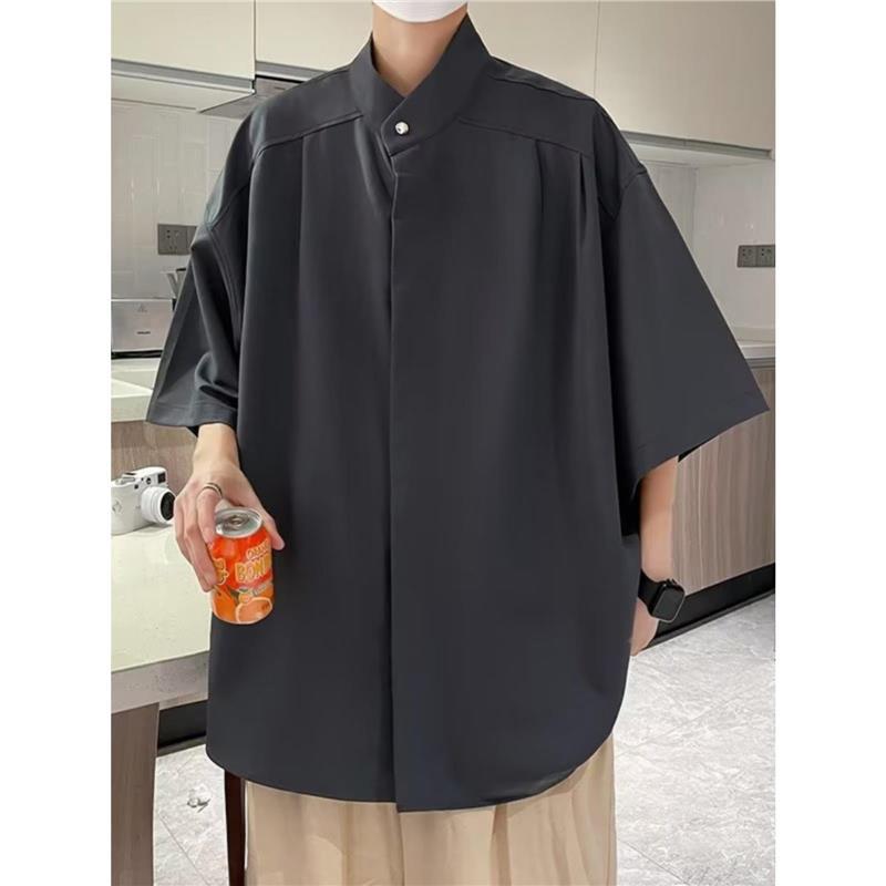 Summer New Chinese Style Men's Shirt, Short-Sleeve, Trendy Brand, Versatile Oversized Casual Shirt