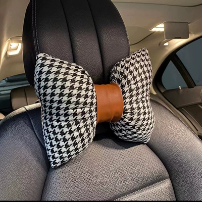 Universal New Promotional Car Black | Other Automotive Interior Supplies - houndstooth-leather-ring-headrest-orange