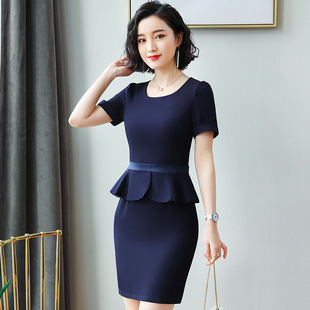 Professional Dress Women's 2022 New Gold Shop Temperament Beautician Jewelry Shop Work Clothes Hotel Front Desk Fixture Summer