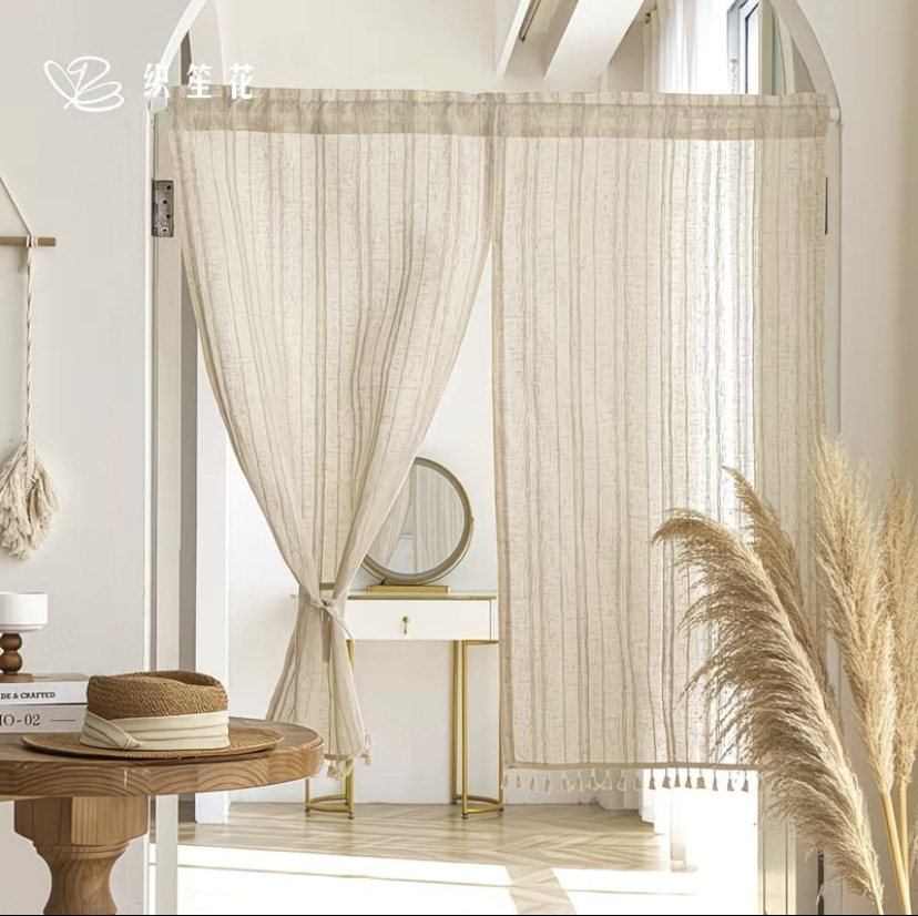 Japanese-Style Partition Curtain Door Curtain Cotton Linen Japanese-Style Entrance Curtain Home Half Curtain Door Curtain Fabric Bathroom Feng Shui Curtain