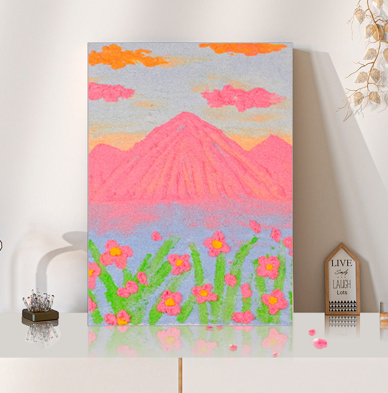 Texture painting diy material three-dimensional quartz sand acrylic digital oil painting pink beach handmade painting color painting wholesale