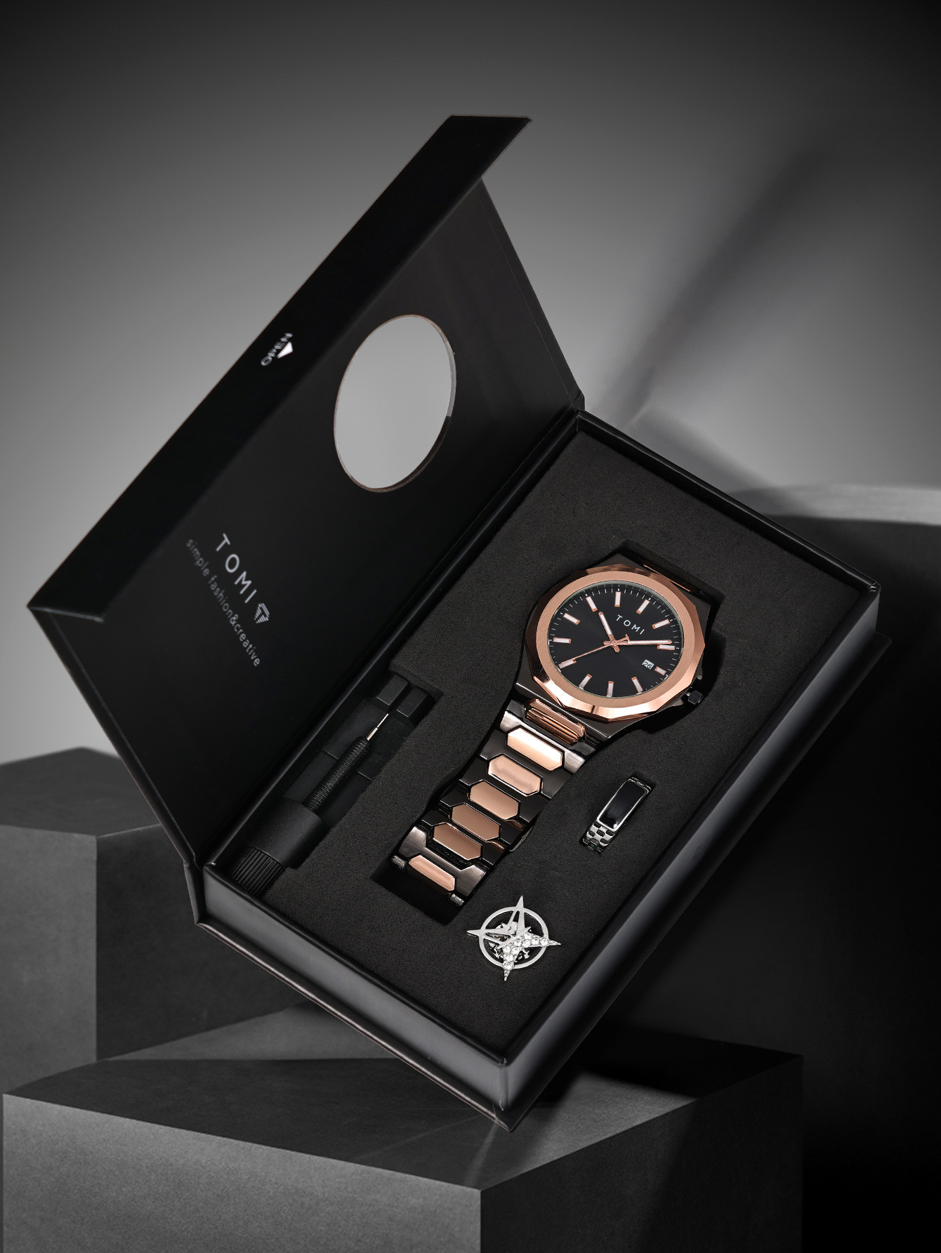 185g Weight Ordinary Glass Mirror Material Alloy Strap Material Watch Classification Pointer Display Type Butterfly Double Snap Buckle Style Round Dial Shape Daily, Formal Occasion Quartz Movement Color Block, Solid Color Pattern All Seasons Season Men's Gender Business Style Business Color Block Solid Color Butterfly Double Snap Quartz Watch Men's Watches 12