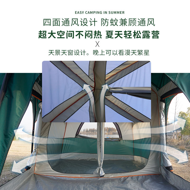 Dos habitaciones al aire libre y una sala de estar doble capa gruesa protección solar al aire libre camping multipersona portátil camping camping de picnic familiar