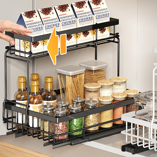Cross-border Amazon kitchen sink pull-down rack storage shelf bathroom cabinet under multi-layer pull-out tiered storage rack